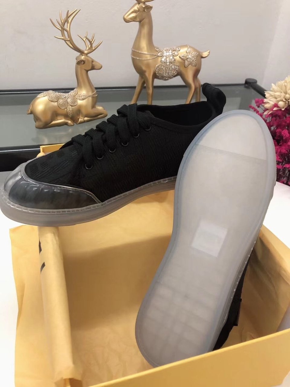 Fendi Corda Low Top Sneaker Tess Canvas Black view 6
