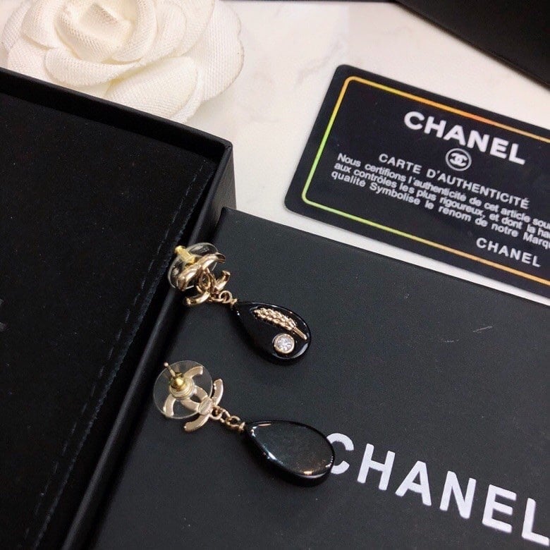Chanel Cc Black Earrings view 8