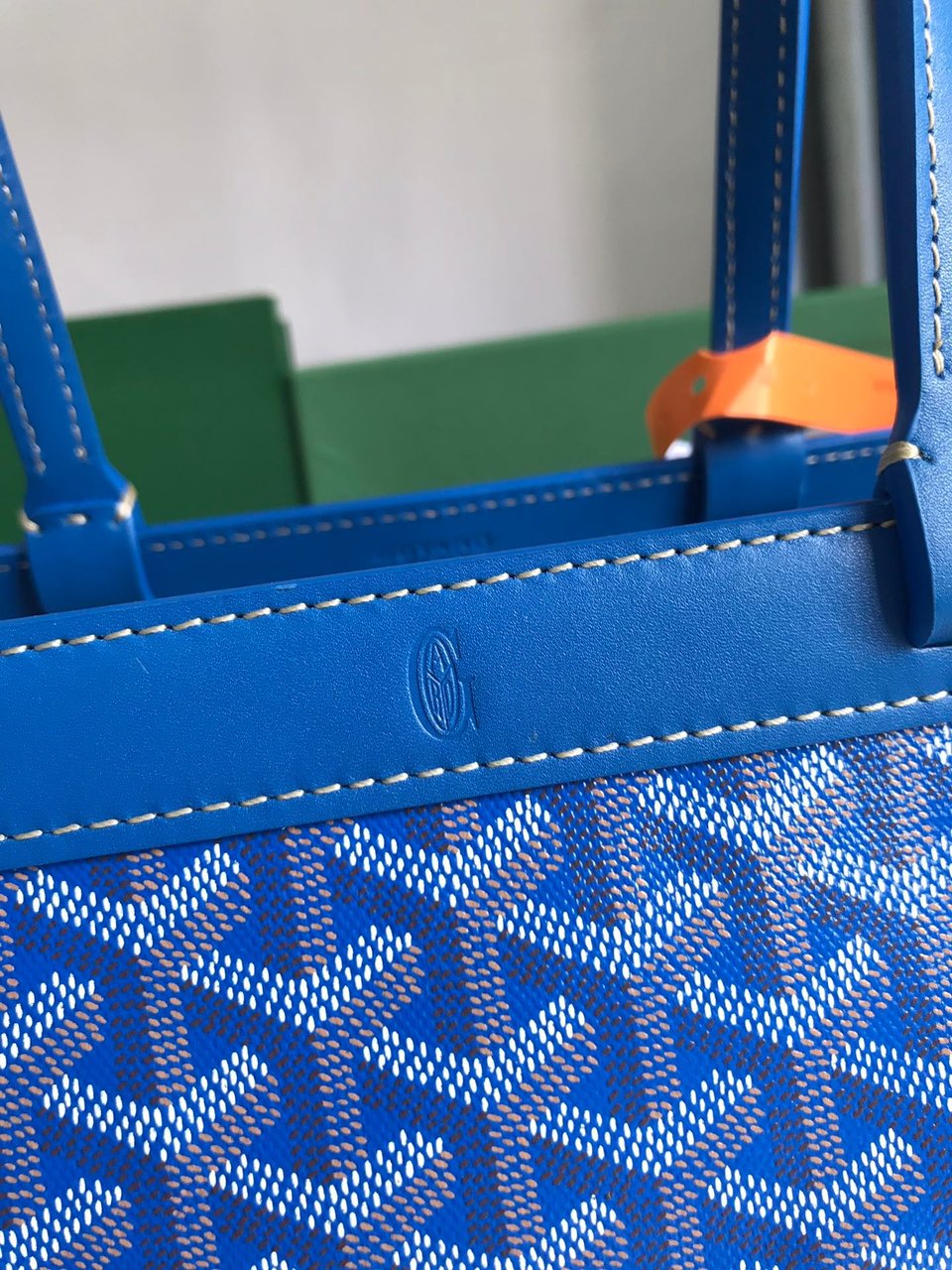 Goyard Bellechasse Biaude Pm Bag 36 Cm Blue Goyardine Canvas And Calfskin Trim view 7