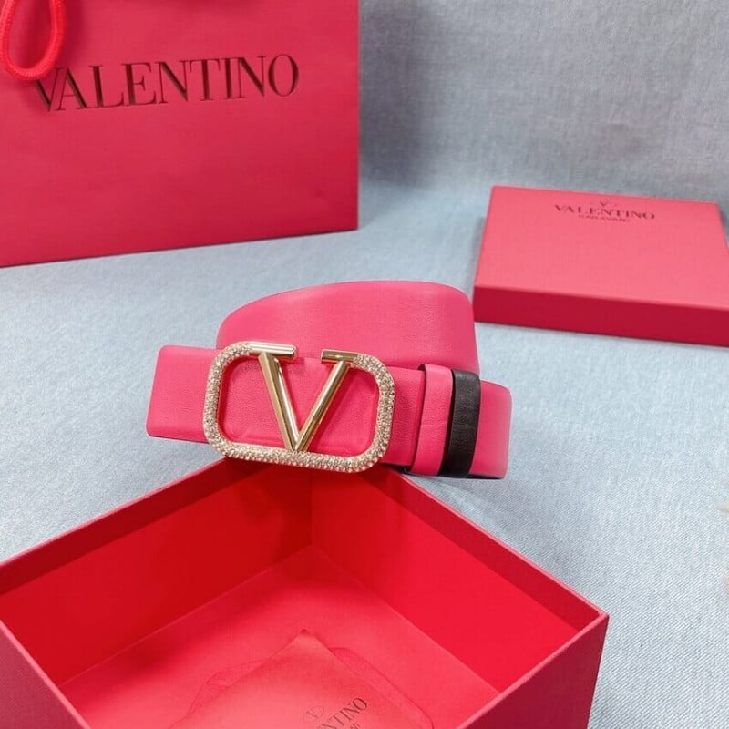 Valentino Garavini VLogo Pearl-Embellished Reversible Leather Belt view 5