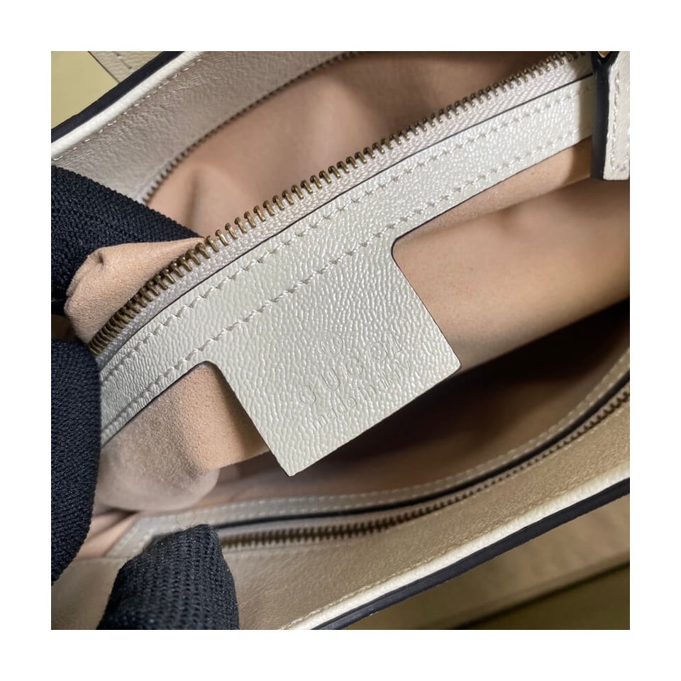 Gucci Small Top Handle Bag with Double G in White Leather view 9