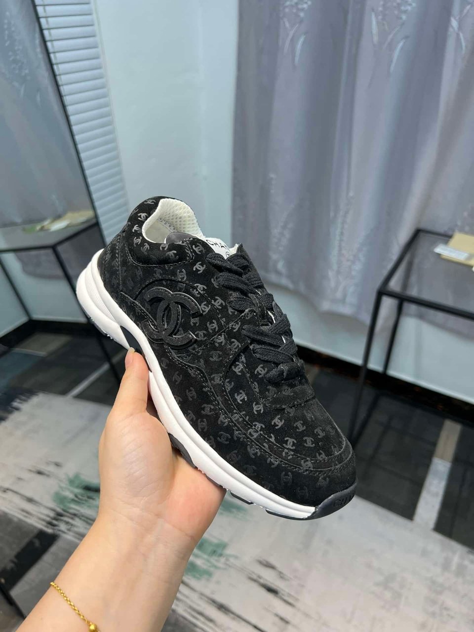 Chanel Cc Embossed Logo Suede Black view 6