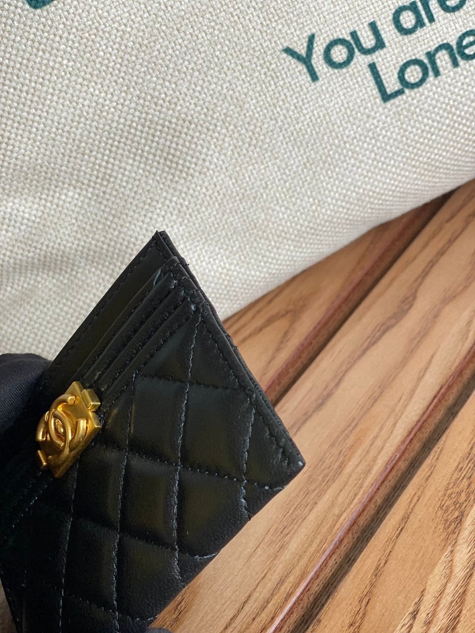 Chanel Boy 11Cm Card Holder Black Lambskin Gold Hardware view 6