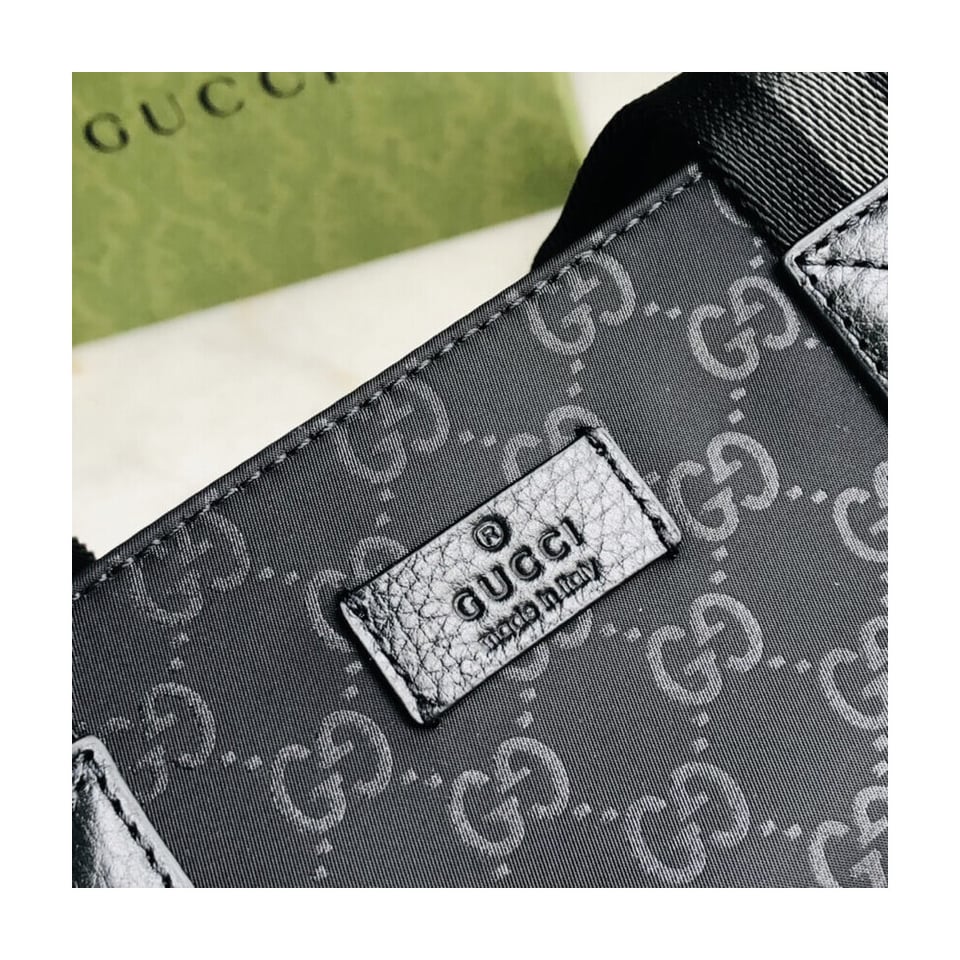 Gucci GG Guccissima Black Nylon Tall Tote Bag view 10