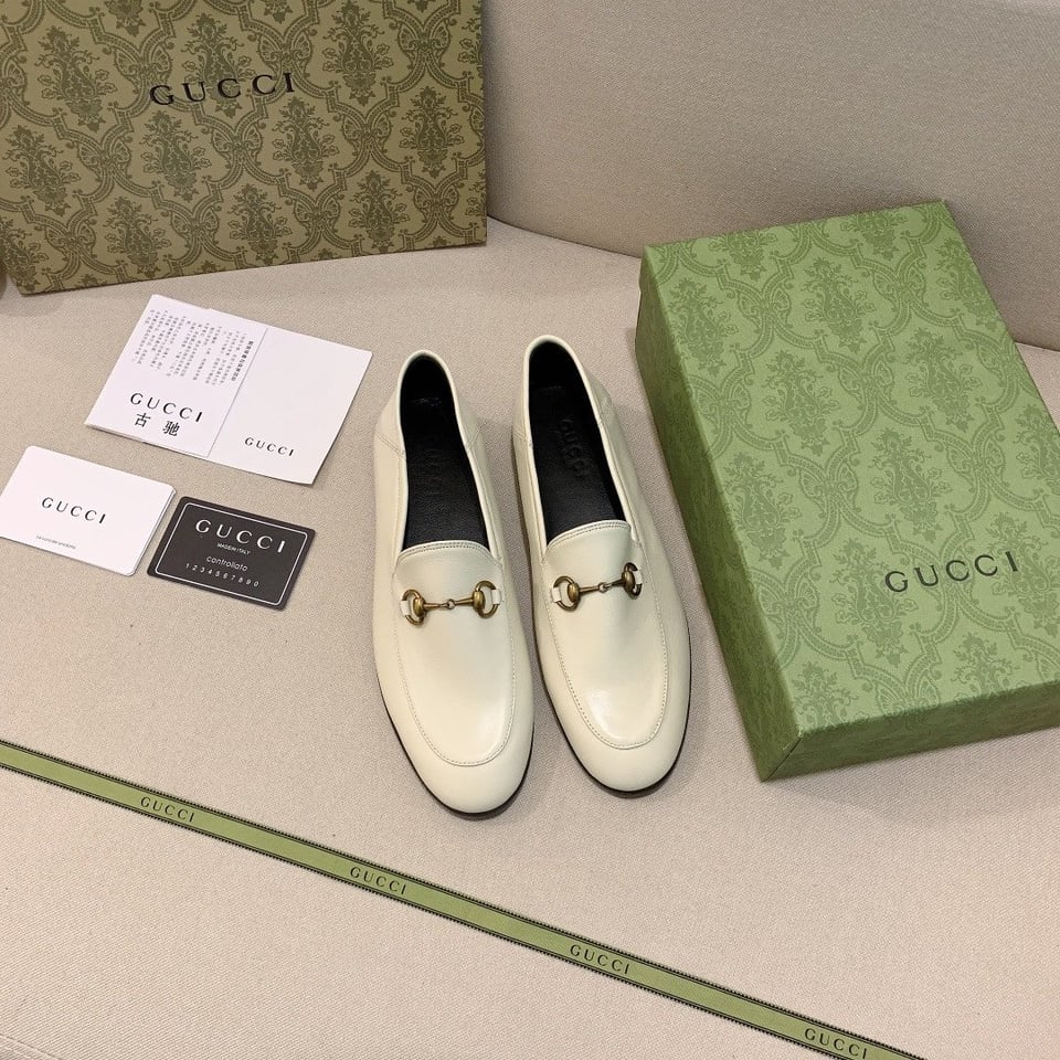 Gucci Women’S Leather Horsebits Loafers White view 8