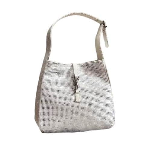 Saint Laurent Le 5 A 7 Supple Hobo Bag White 27Cm view 2