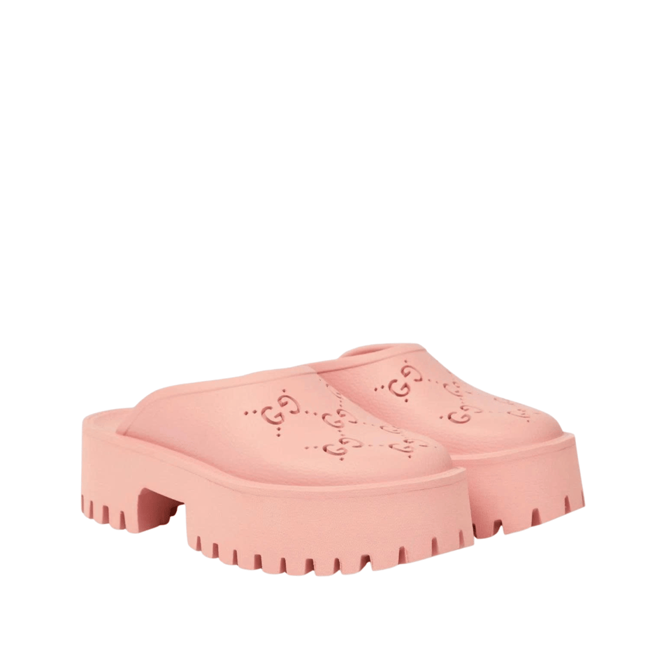 Gucci Men’S Slip On Sandal Pink Gg Rubber view 2