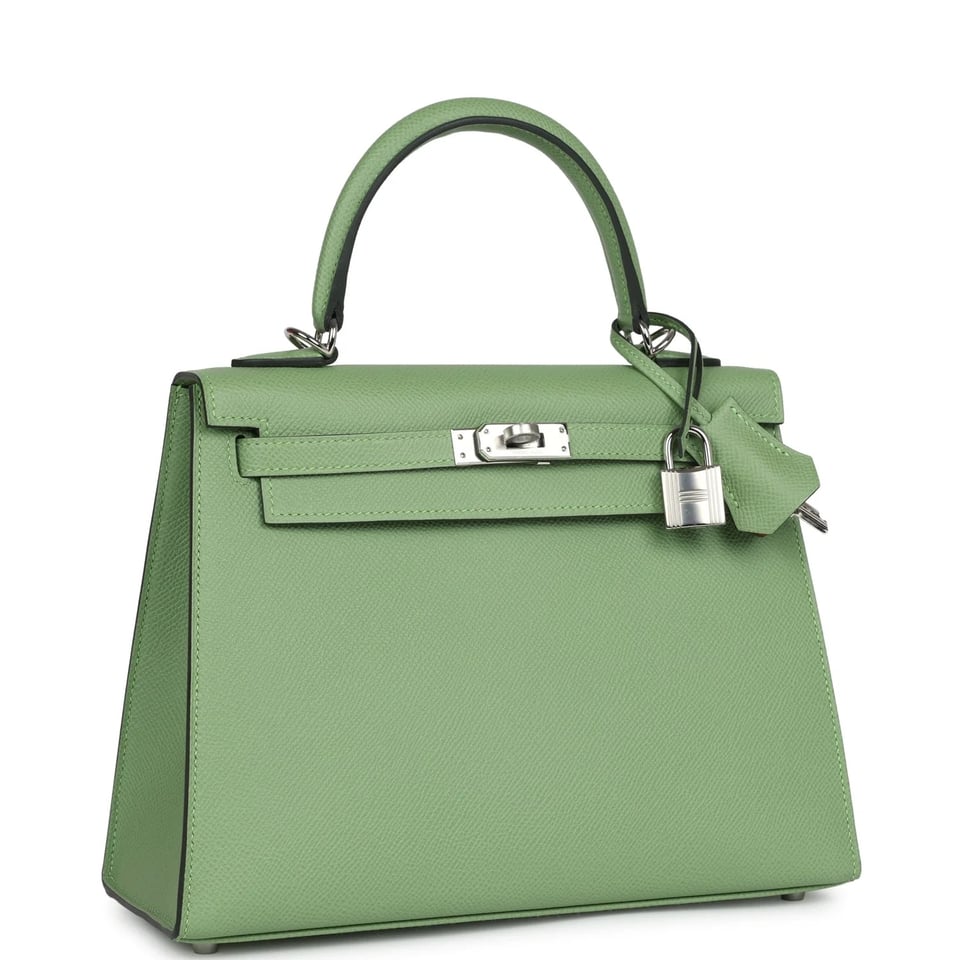 Hermes Kelly 25 Bag In Vert Criquet Epsom Leather For Women 25cm/10in view 3