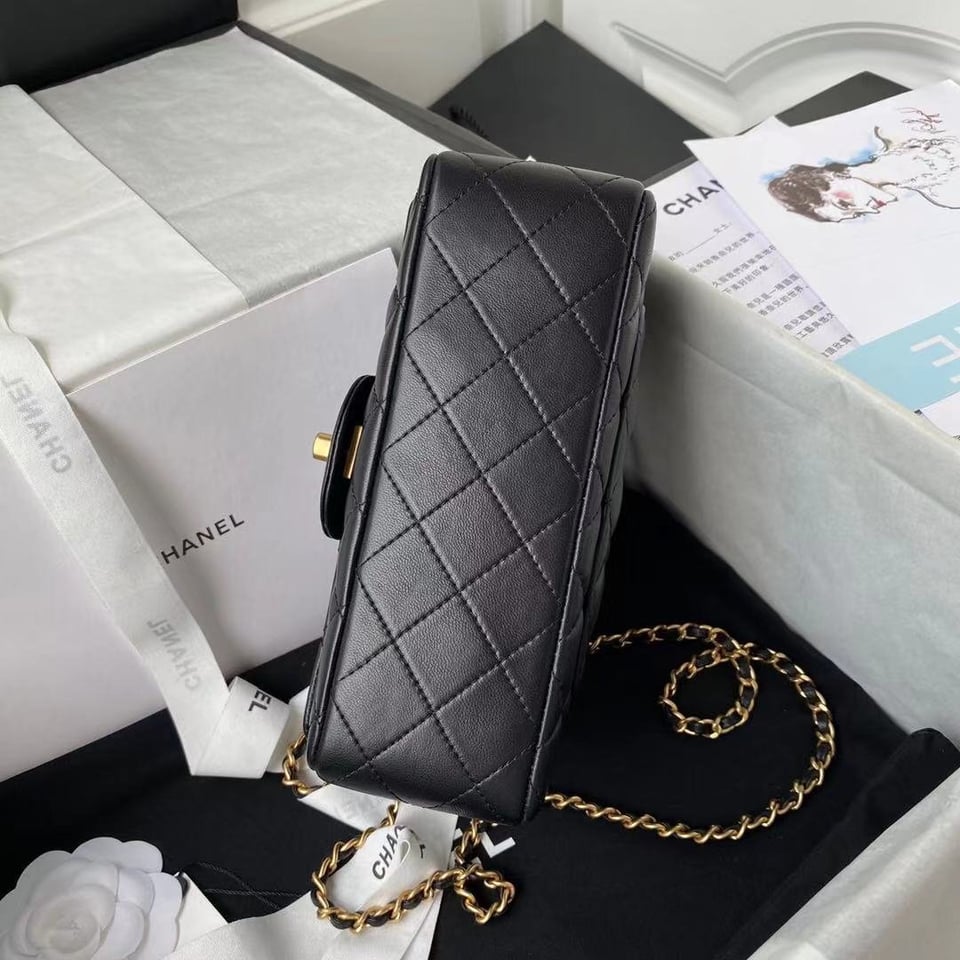 Chanel Mini Flap Bag With Top Handle Black 20Cm As2431 view 7