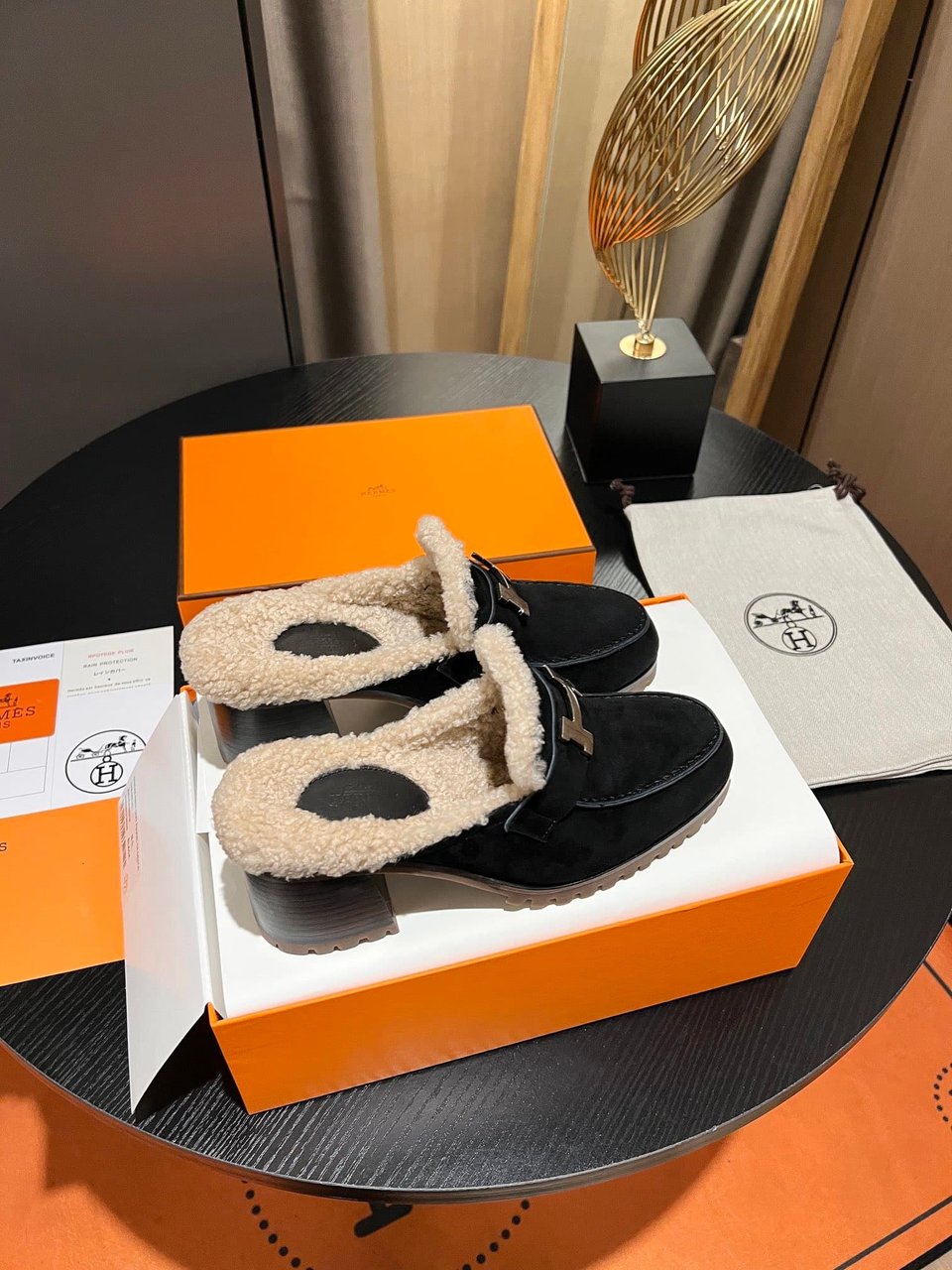 Hermes Flore 60 Mule Black view 3