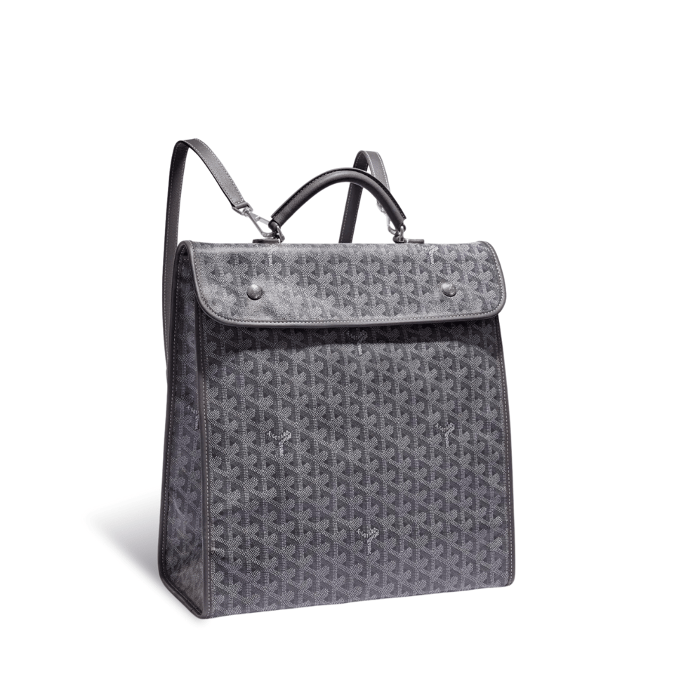 Goyard Leger Backpack 37 Cm Gray Goyardine Canvas With Calfskin Trim view 2