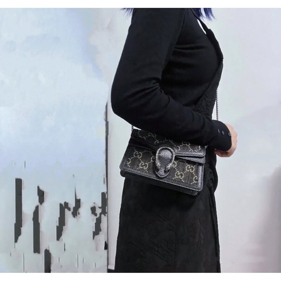 Gucci Dionysus GG Super Mini Bag in Black view 4