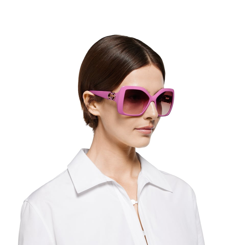 Gucci Pink Square Frame Sunglasses GG2015S view 5
