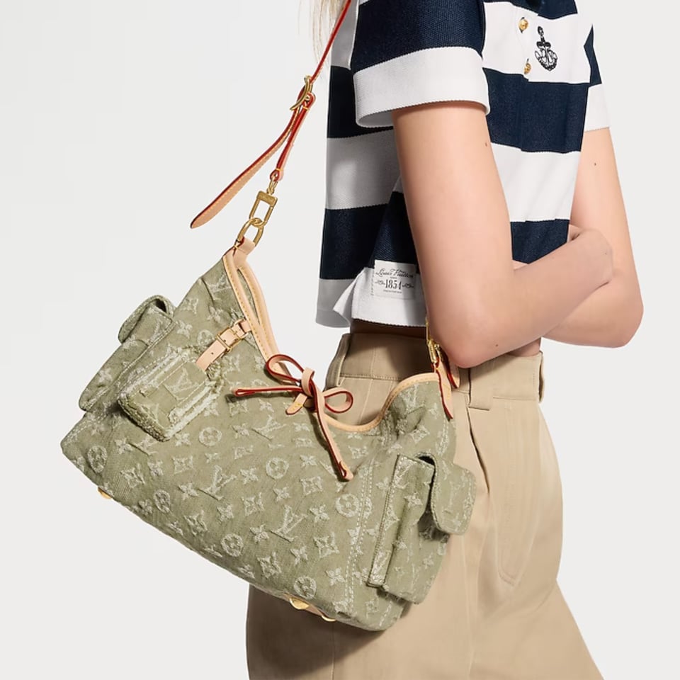 Louis Vuitton Carryall Cargo PM Bag Khaki Denim 33.5cm M27623 view 11