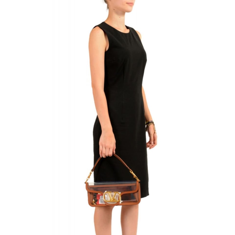 Valentino Garavani Locò Pvc And Leather Shoulder Bag Brown 24Cm view 3