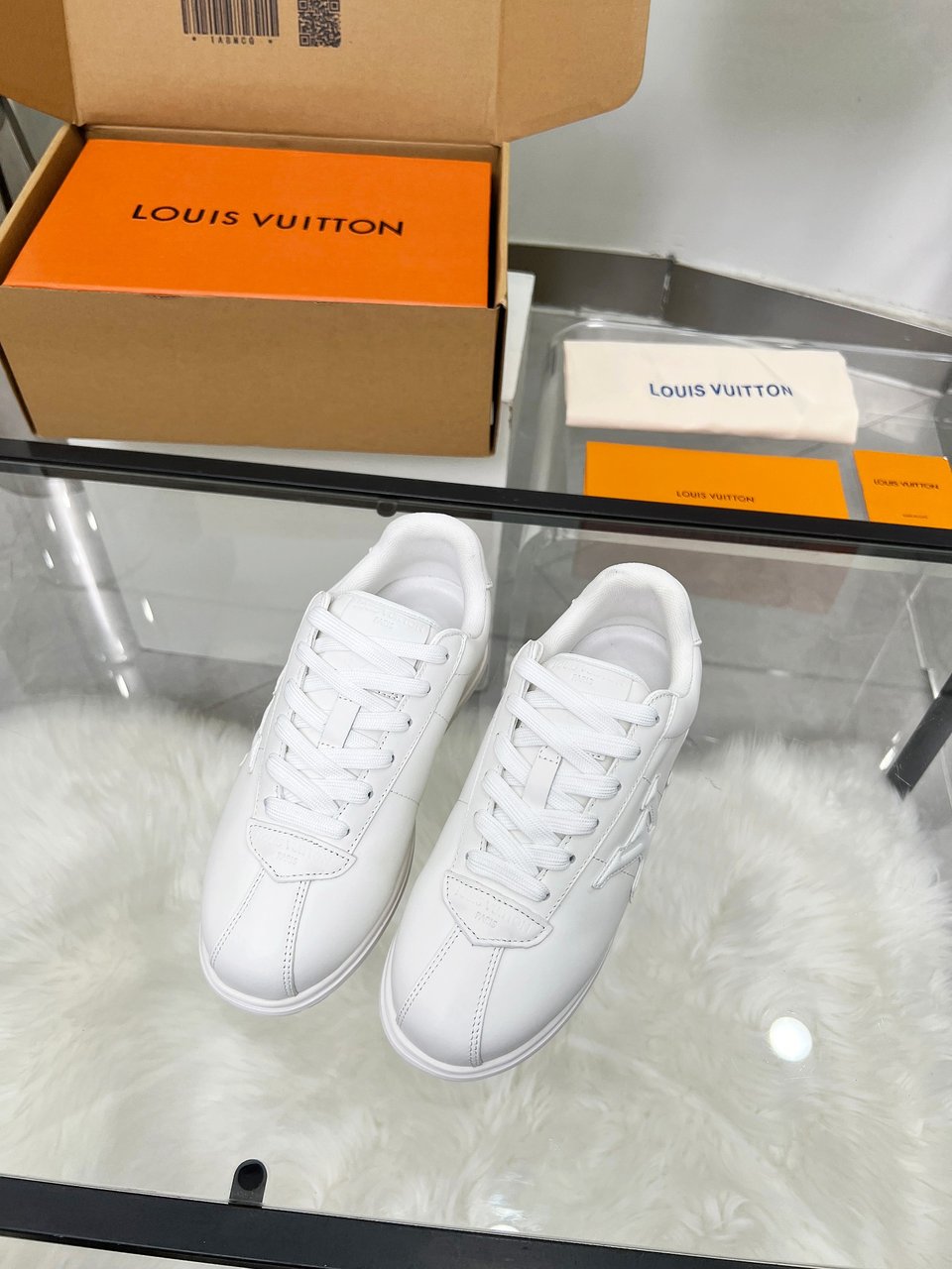 Louis Vuitton LV Trainer Triple White Sneakers – Clean All White Leather – Women’s Shoes view 9