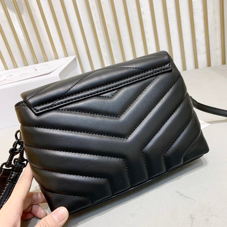 Saint Laurent Loulou Toy Strap Bag In Quilted Y Leather With Black Hardware view 8