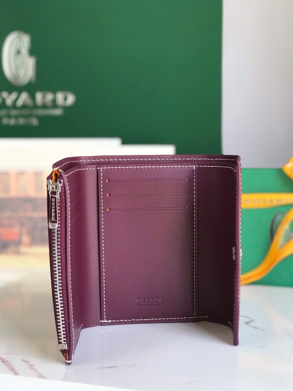 Goyard Saint-Gabriel Wallet 12 Cm Wine Red Calfskin And Goyardine Canvas 12cm view 6