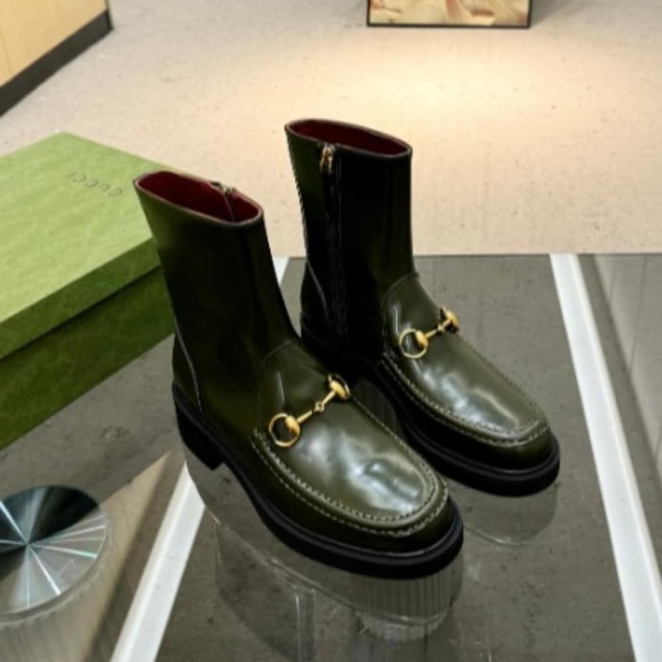 Gucci Women’S Horsebit Boot Dark Green view 3