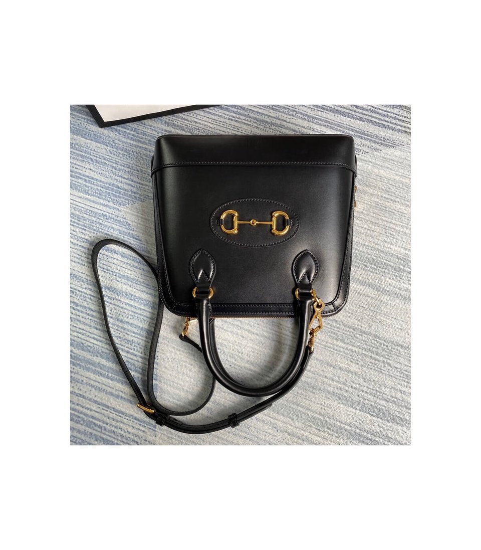 Gucci Horsebit 1955 Small Top Handle Bag in Black Leather view 5