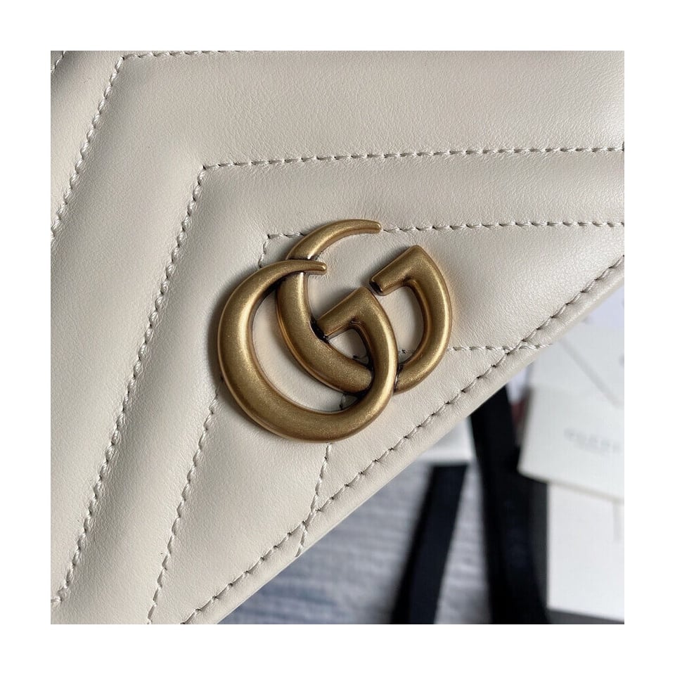 Gucci GG Marmont Mini Bag In White Leather view 7