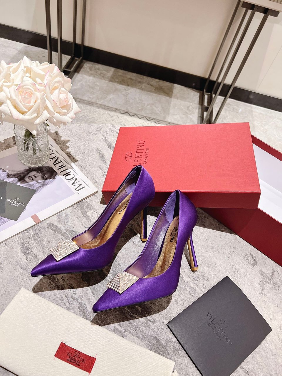 Valentino Garavani One Stud Pump With Crystals Purple 2W2S0Fh8Ulm 73E view 5