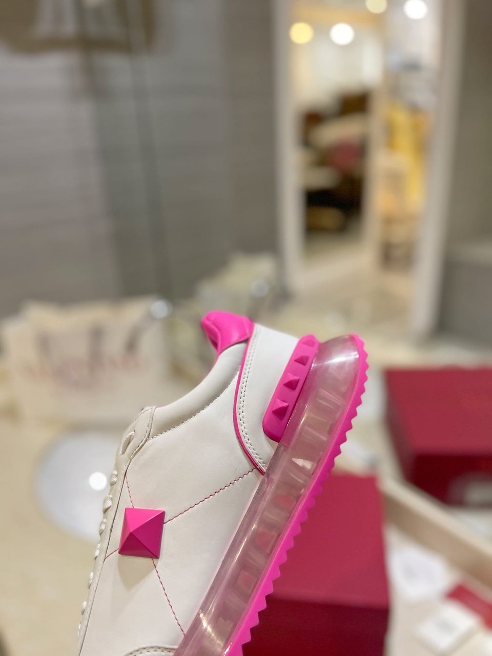Valentino Garavani Stud Around Low Top Calfskin And Nappa Leather Sneaker Pink view 5
