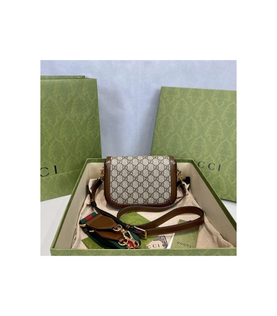 Gucci Horsebit 1955 Mini Bag in GG Supreme Brown view 9