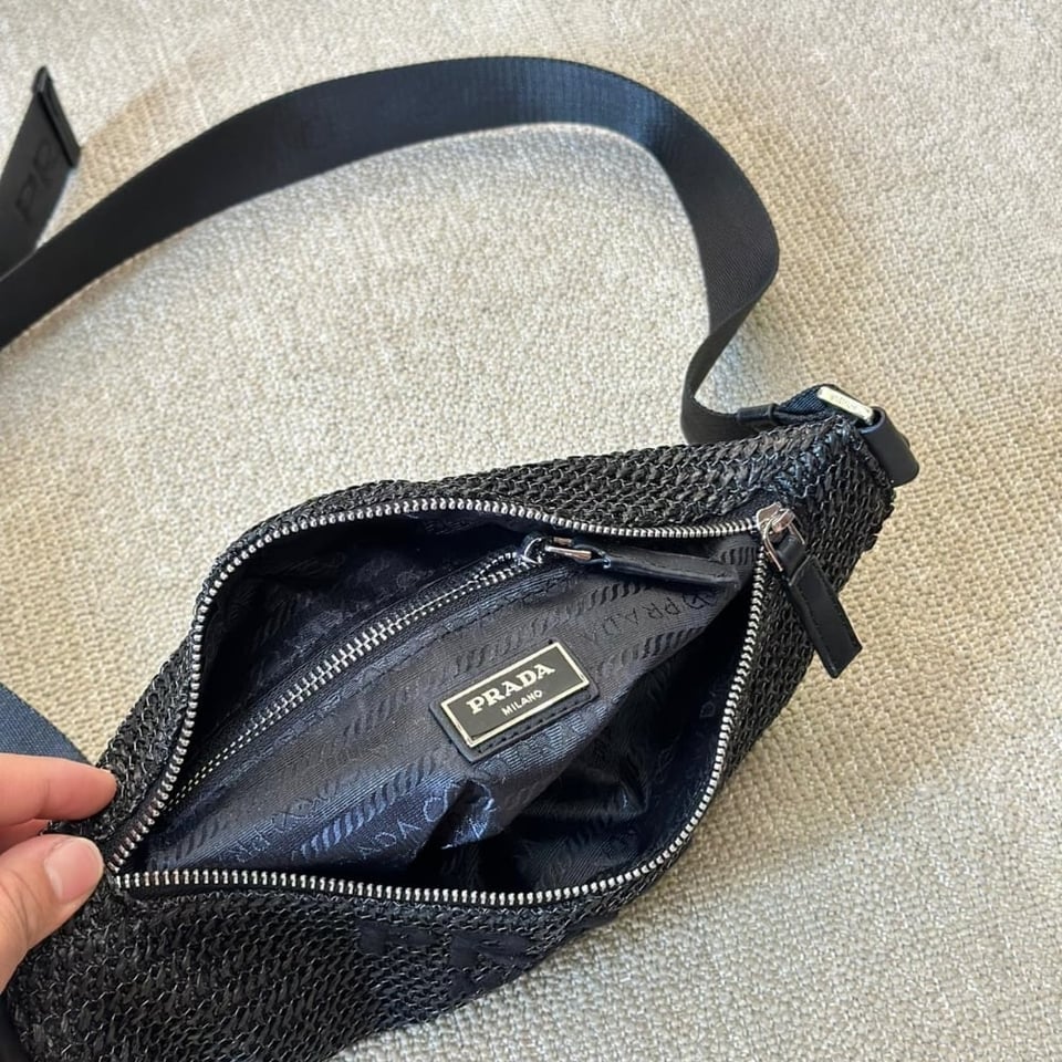 Prada Crochet Belt Bag Black 30Cm view 7