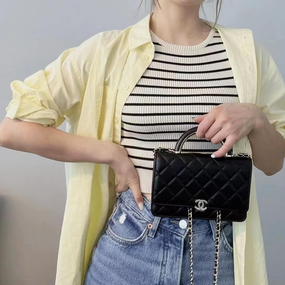 Chanel Wallet On Chain Top Handle Lambskin WOC view 5