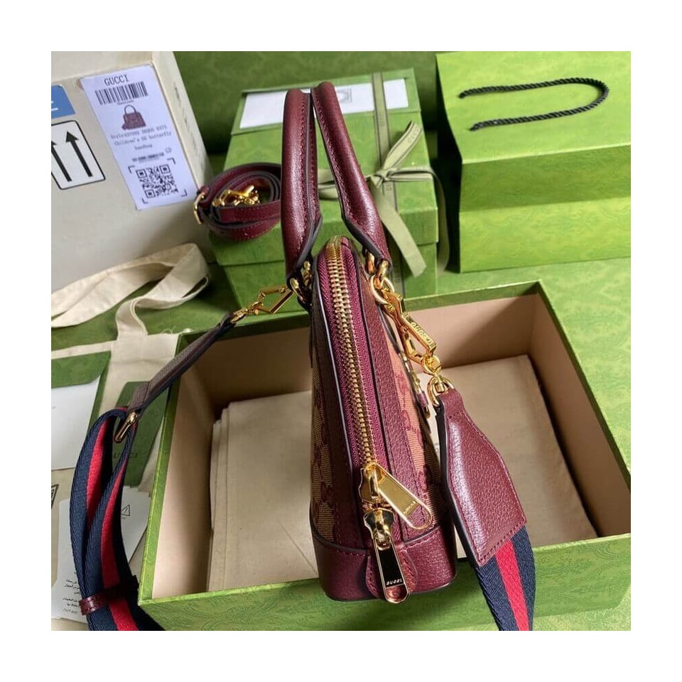 Gucci Horsebit 1955 GG Mini Bag in Burgundy GG Canvas view 8