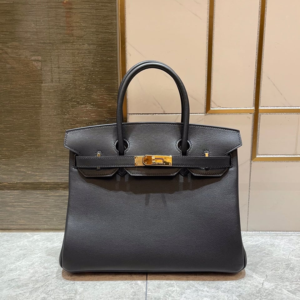 Hermes Birkin 30Cm Black Swift Leather Gold Hardware