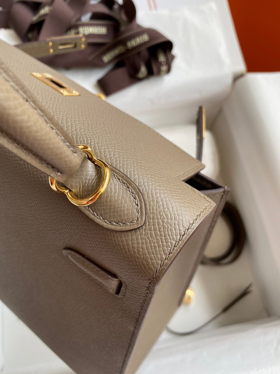 Hermes Kelly 25 Bag In Taupe Epsom Leather For Women 25cm/10in view 9