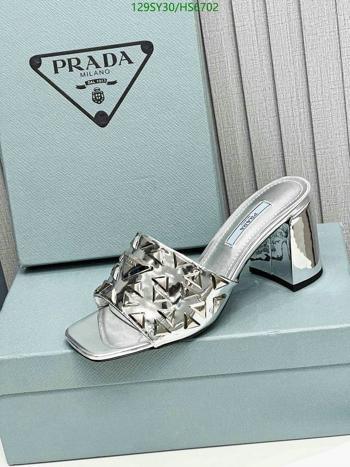 Prada Studded Metallic Leather Mules Silver view 7
