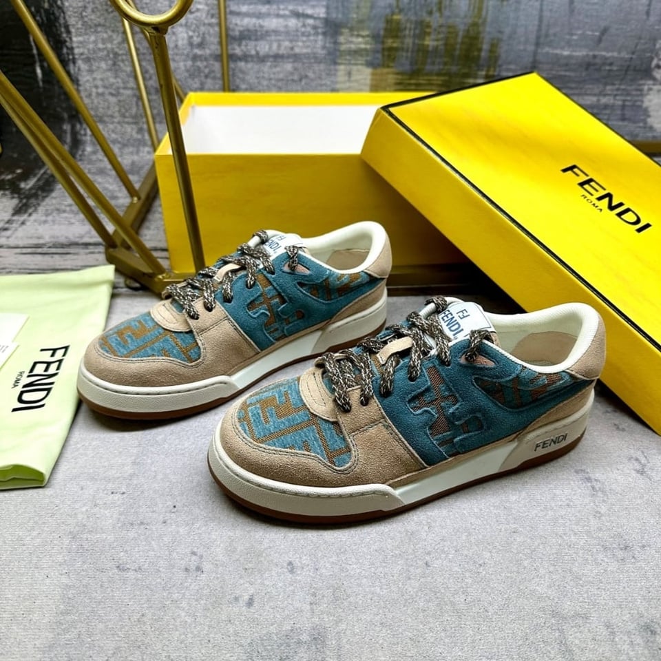 Fendi Match Sneakers Beige And Blue view 4