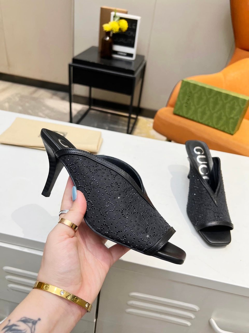 Gucci Black Gg Demi Embellished Black view 8