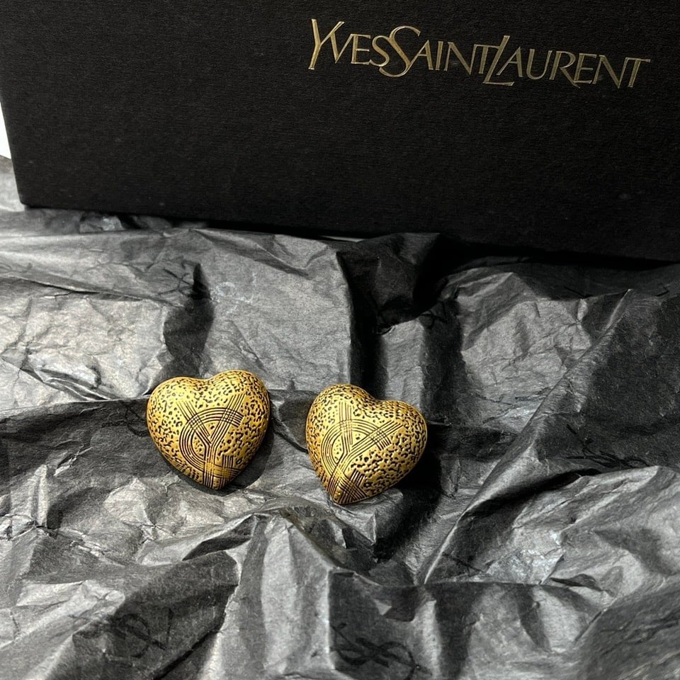 Saint Laurent Ysl Heart Earrings Gold view 2
