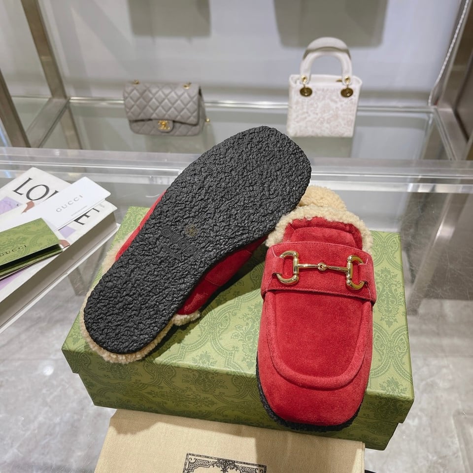 Gucci Women’S Mule With Horsebit Suede Leather Red view 4