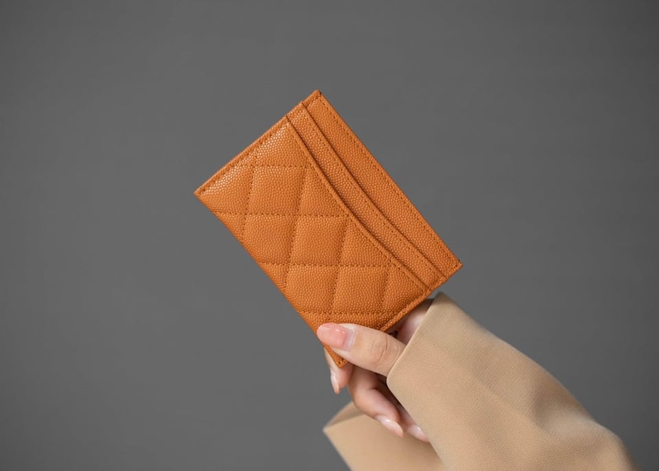 Chanel Card Holder 11 Orange Grained Calfskin Silver Icon view 4