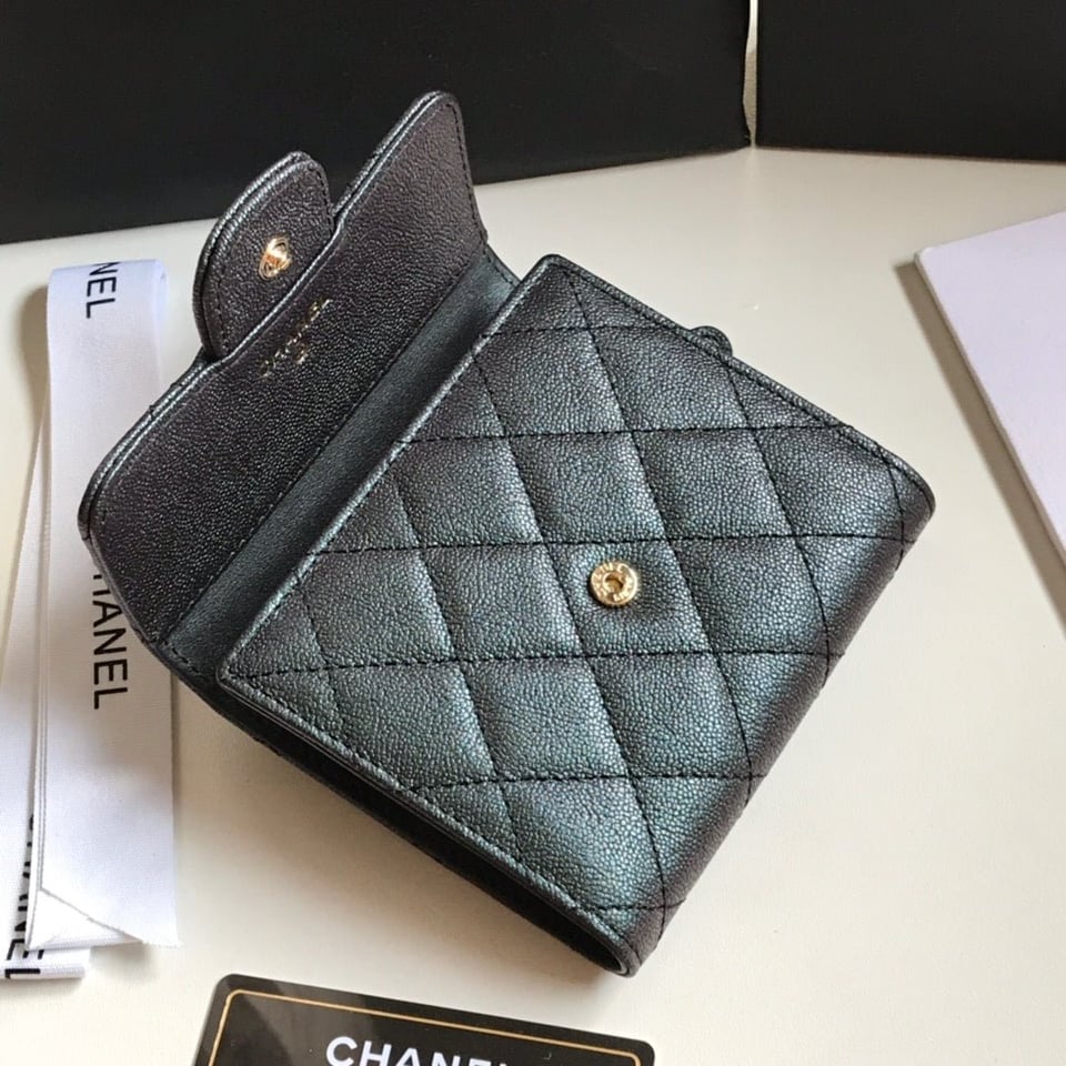 Chanel Flap Card Holder 11.5 Black Grained Calfskin Gold Icon view 8