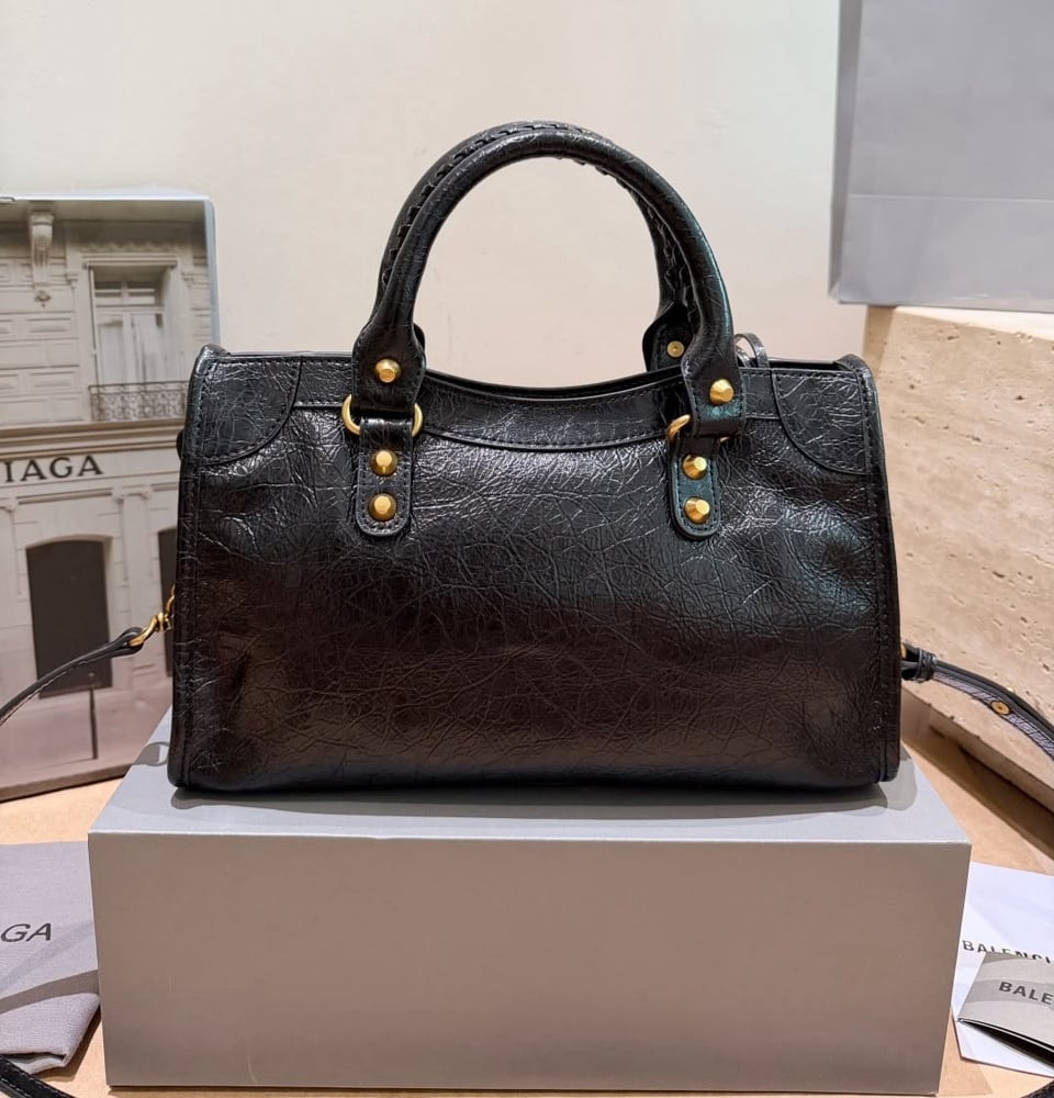 Balenciaga Black Lambskin Leather Giant Silver Work Bag 30cm/11.8in view 9