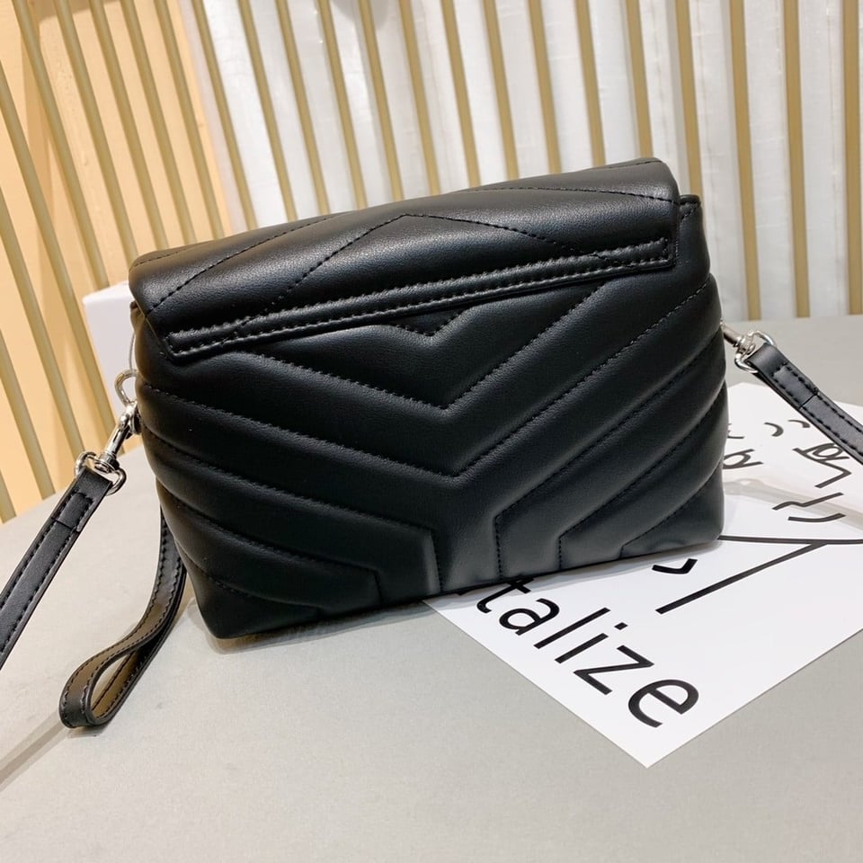 Saint Laurent Loulou Toy Strap Bag In Quilted Y Leather Black view 3