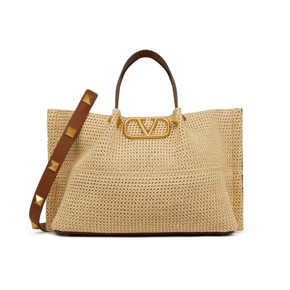 Valentino Garavani Summer Woven Natural Brown Leather Tote Bag 35cm/13.8in view 2