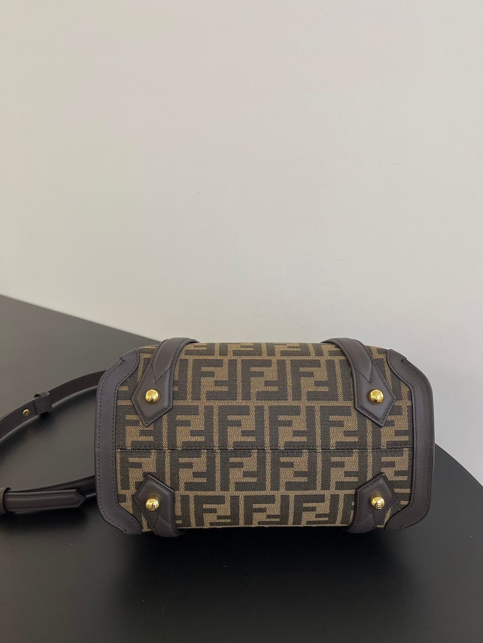 Fendi Boston 365 Brown Ff Jacquard Fabric Bag 27.5 Cm view 5