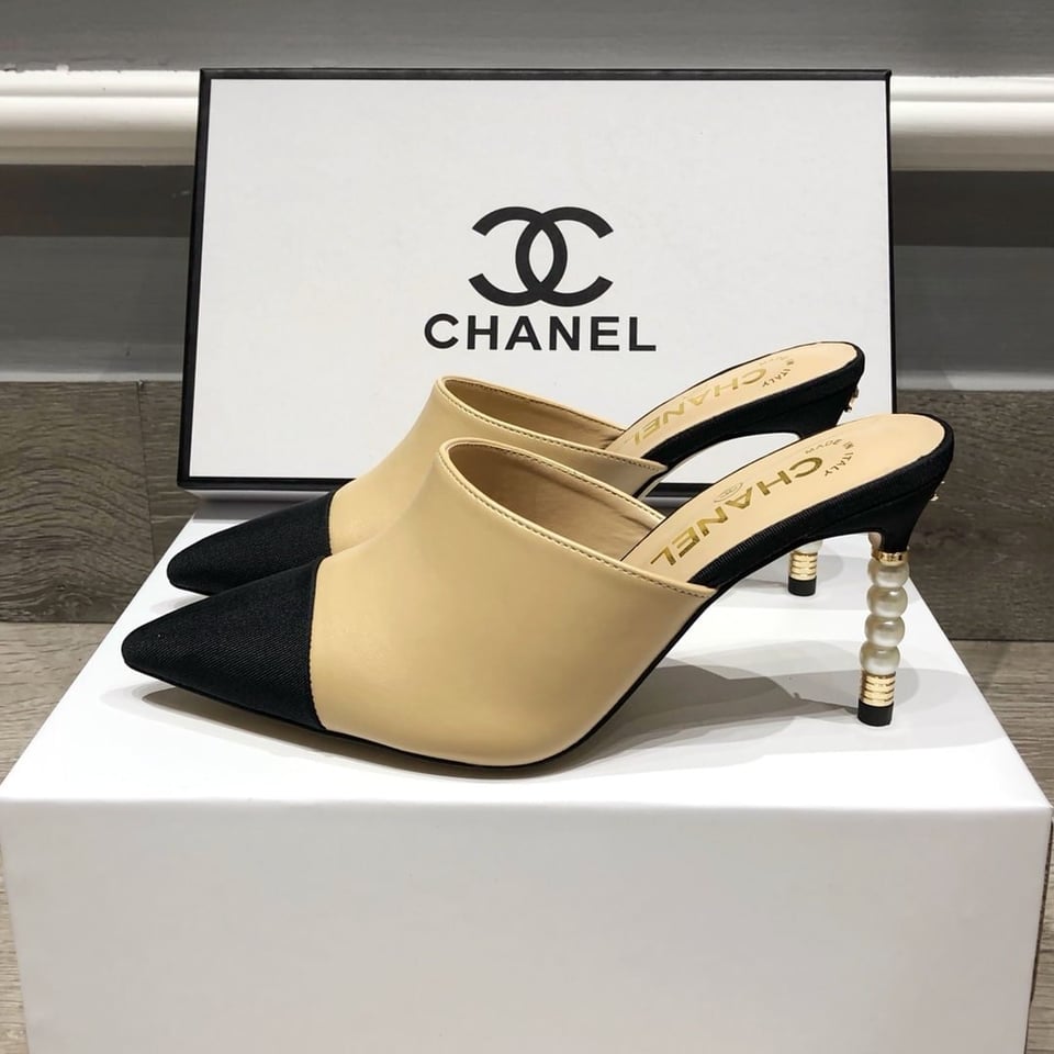 Chanel Mules Grosgrain Beige view 4