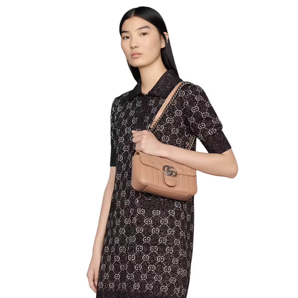 Gucci GG Marmont Mini Shoulder Bag Beige view 3