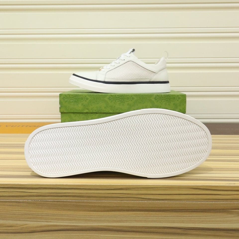 Gucci Men?S Platform Sneakers Leather White With Black Edge view 6