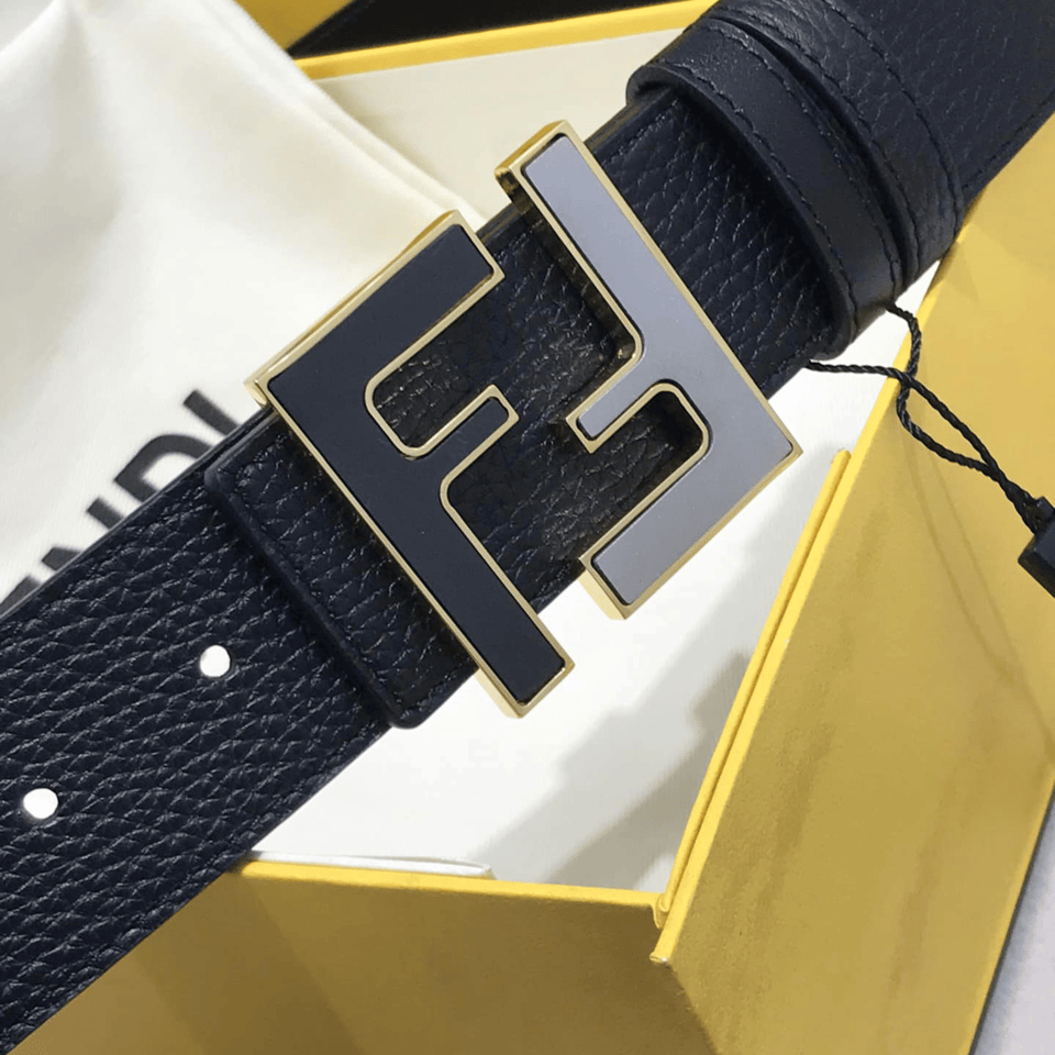 Fendi Iconic FF Gold Buckle Leather 35mm Belt For Men view 5