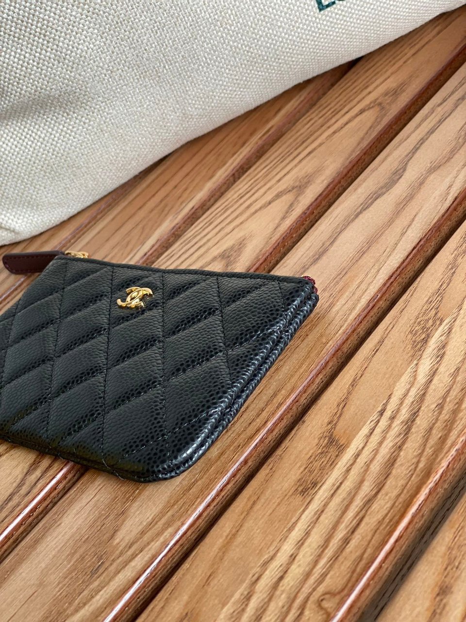 Chanel Zipped Wallet 15 Black Caviar Gold Hardware view 9