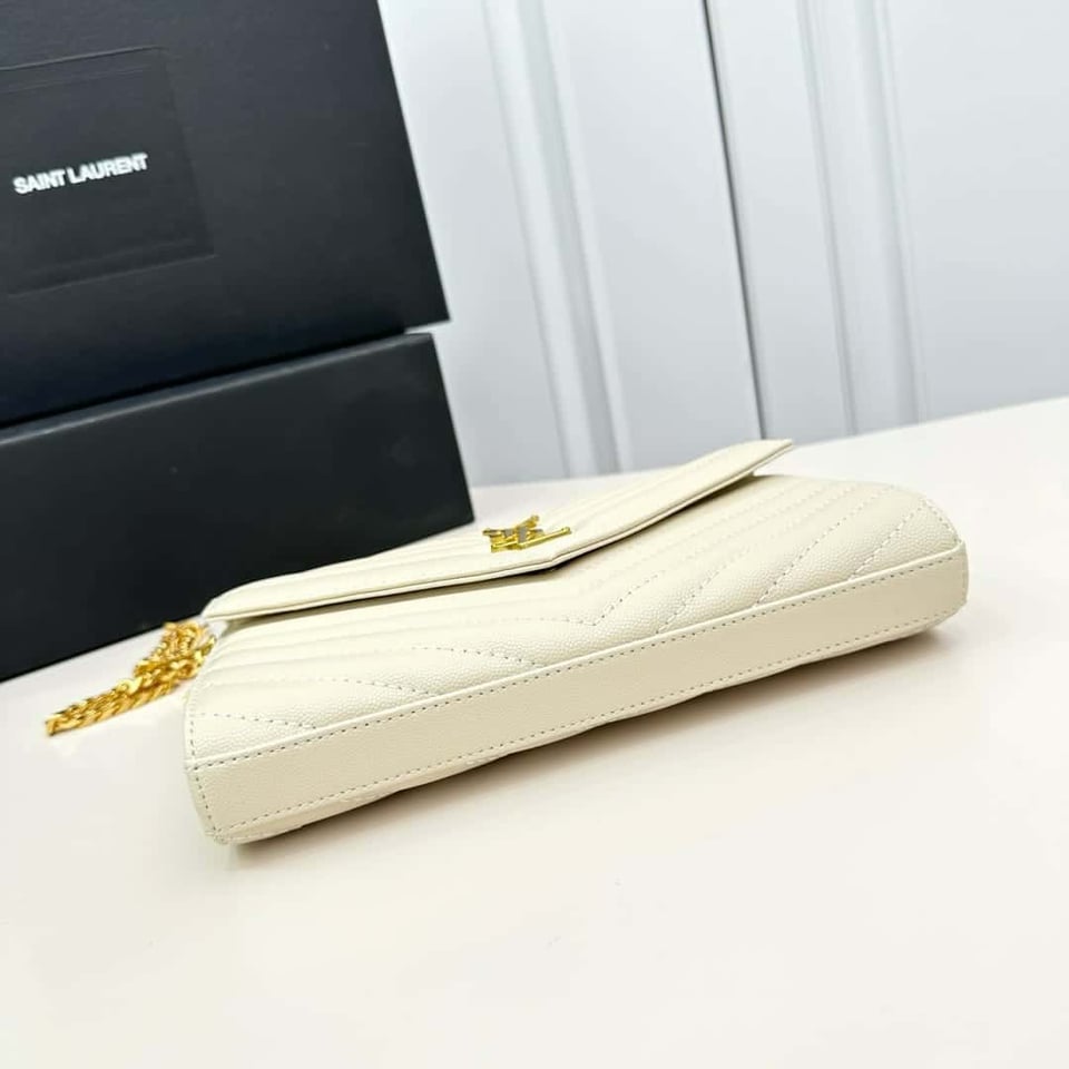 Saint Laurent Classic Cassandre Chain Wallet Bag White 24Cm view 6